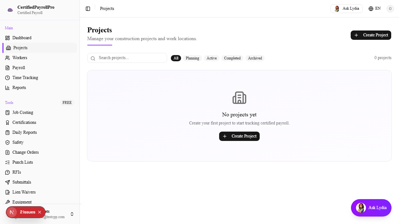 Navigate to Projects