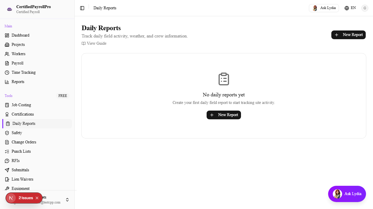Navigate to Daily Reports